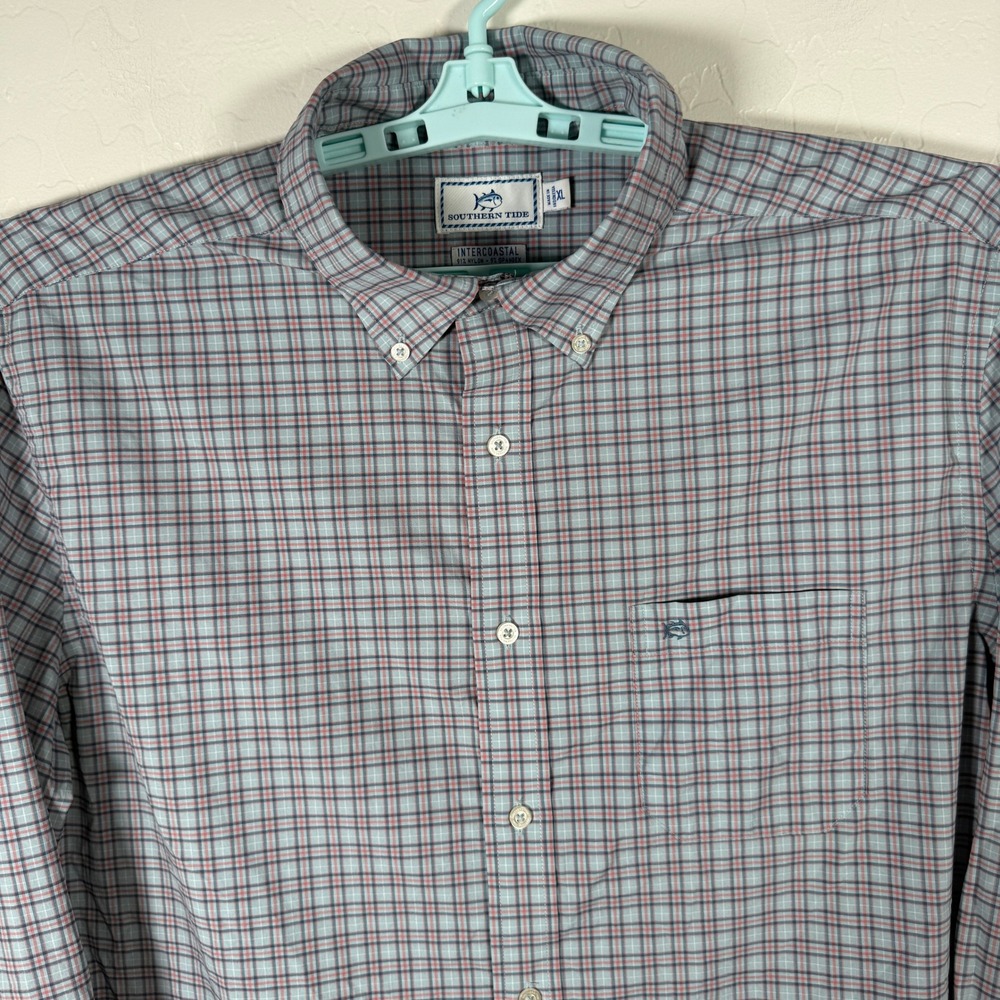 Southern Tide Shirt Mens XL Blue Intercoastal Button Up Performance Stretch